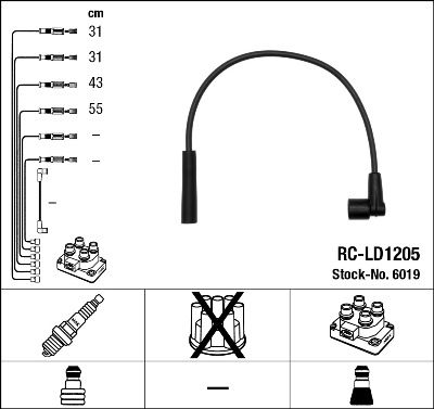 Комплект проводів високої напруги, Ngk RCLD1205