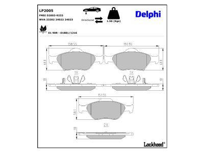 DELPHI LP2005 Brake Pad Set, disc brake