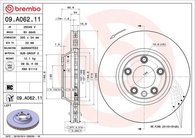 BREMBO 09.A062.11 Brake Disc