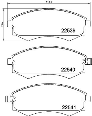 Комплект гальмівних накладок, дискове гальмо, Hella 8DB355032-081