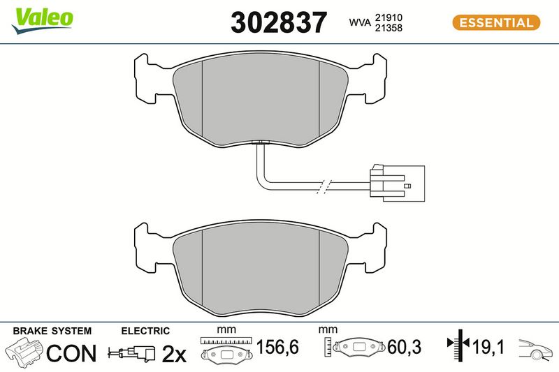 комплект спирачно феродо, дискови спирачки VALEO