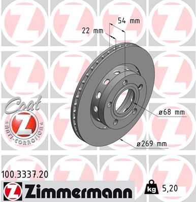 Гальмівний диск, Zimmermann 100.3337.20