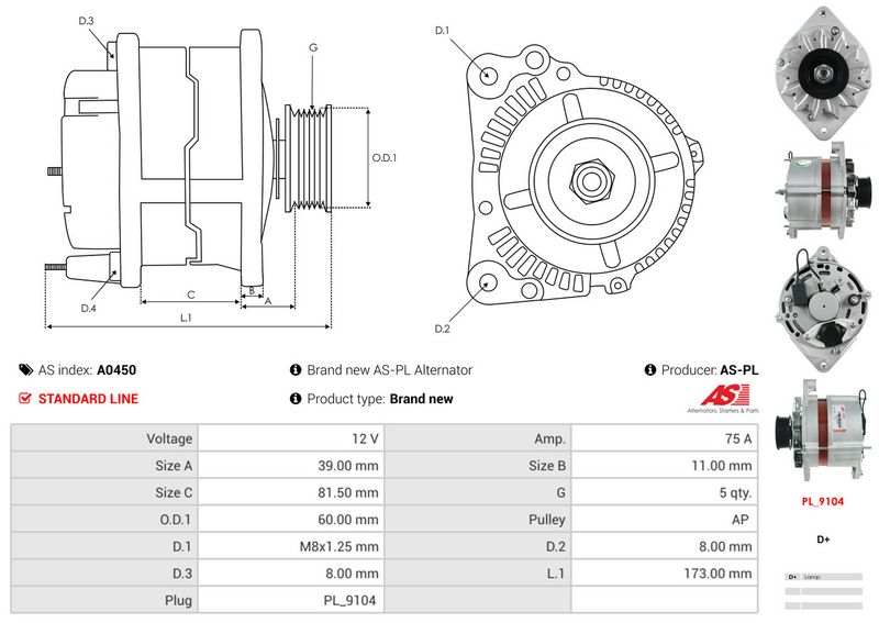 AS-PL A0450 Alternator