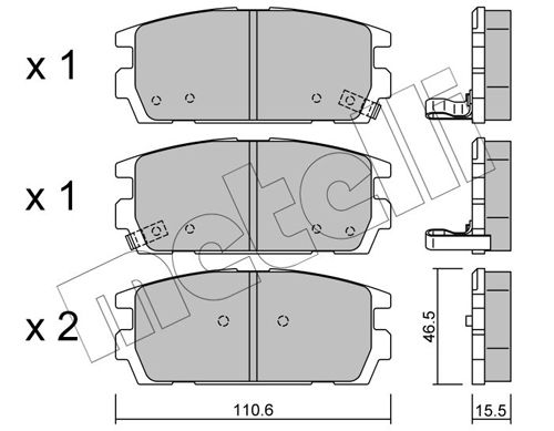 Комплект гальмівних накладок, дискове гальмо, Metelli 22-0507-0