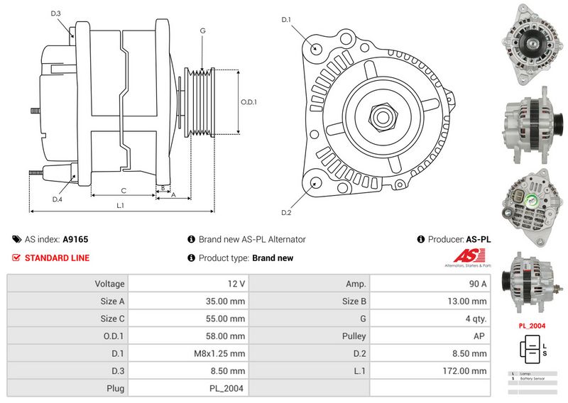 AS-PL A9165 Alternator