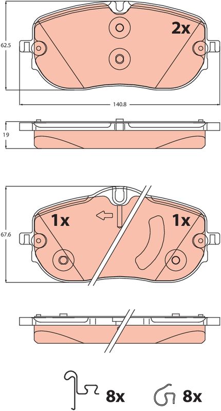 Bremsbelagsatz, Scheibenbremse