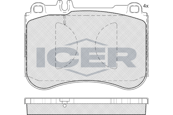 Комплект гальмівних накладок, дискове гальмо, Icer 182194