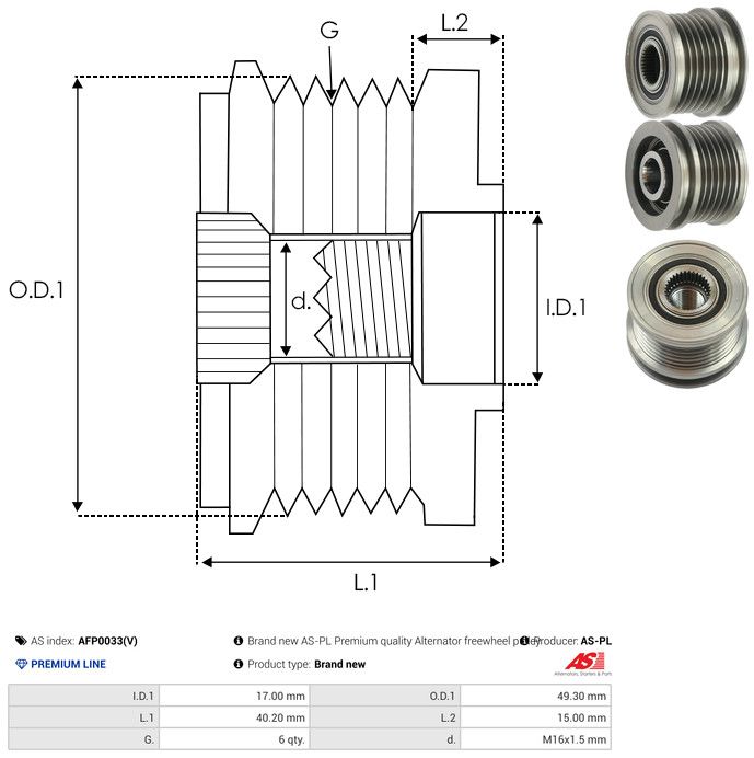 AS-PL AFP0033(V) Alternator Freewheel Clutch