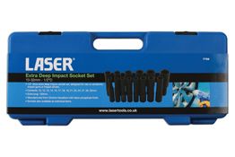 Laser Tools Extra Deep Impact Socket Set 1/2"D 14pc