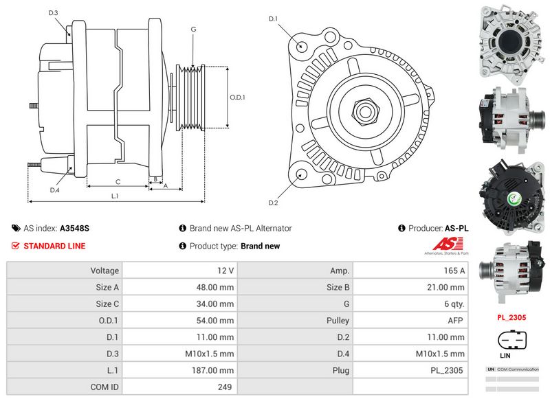 AS-PL A3548S Alternator