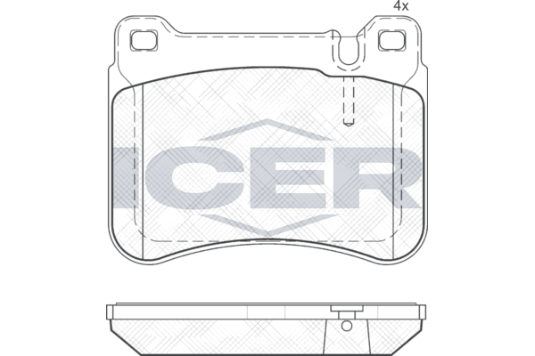 Комплект гальмівних накладок, дискове гальмо, Icer 181769