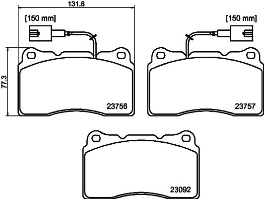 Комплект гальмівних накладок, дискове гальмо, Hella 8DB355021-151