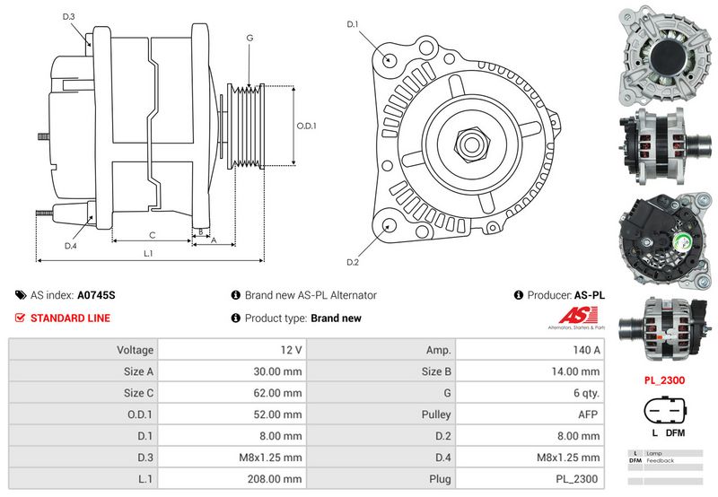 AS-PL A0745S Alternator