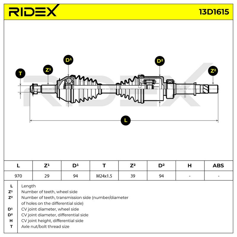 полуоска RIDEX