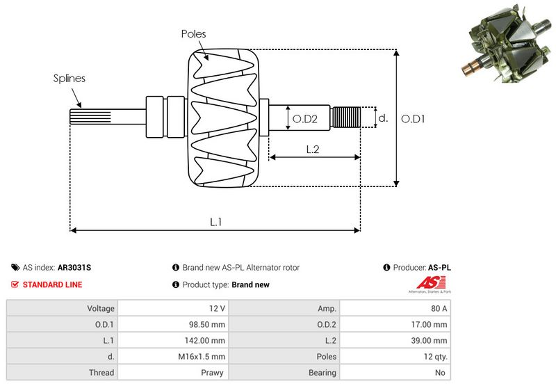 AS-PL AR3031S Rotor, alternator