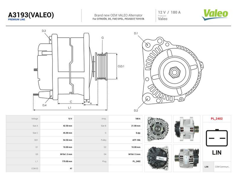 Generaator, AS-PL A3193(VALEO)