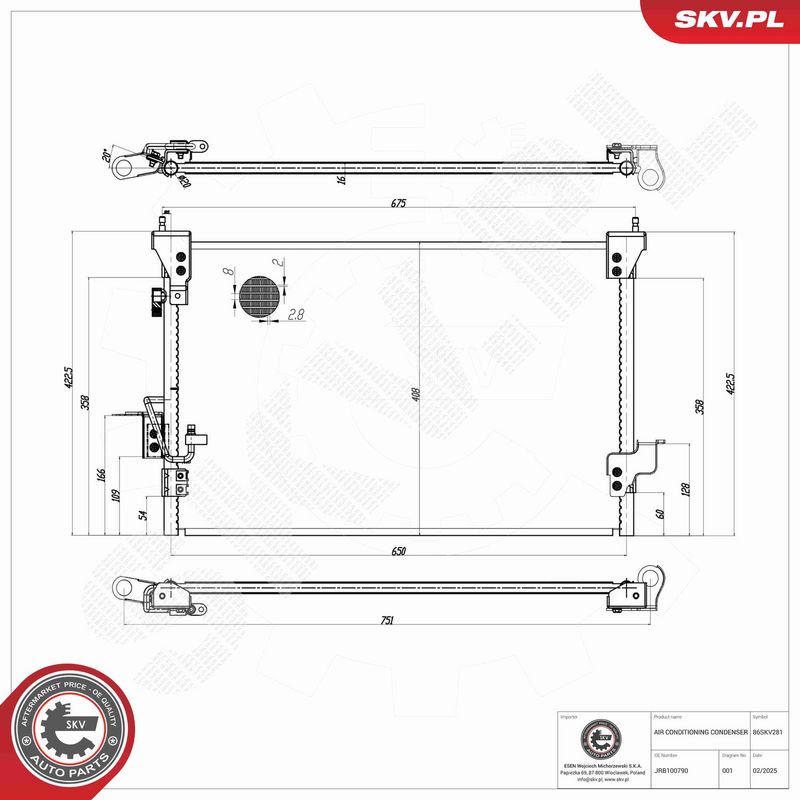 ESEN SKV 86SKV281 Condenser, air conditioning