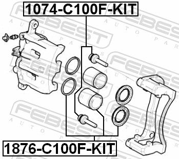 Ремонтний комплект, гальмівний супорт, Febest 1876-C100F-KIT