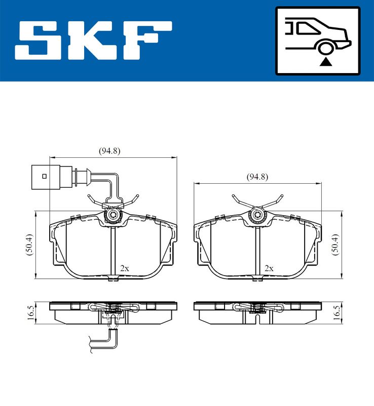 Комплект гальмівних накладок, дискове гальмо, Skf VKBP90527E