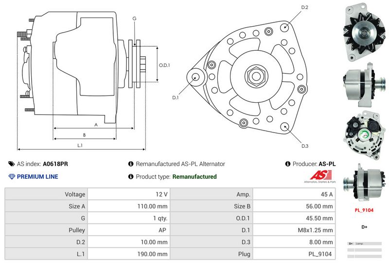 AS-PL A0618PR Alternator