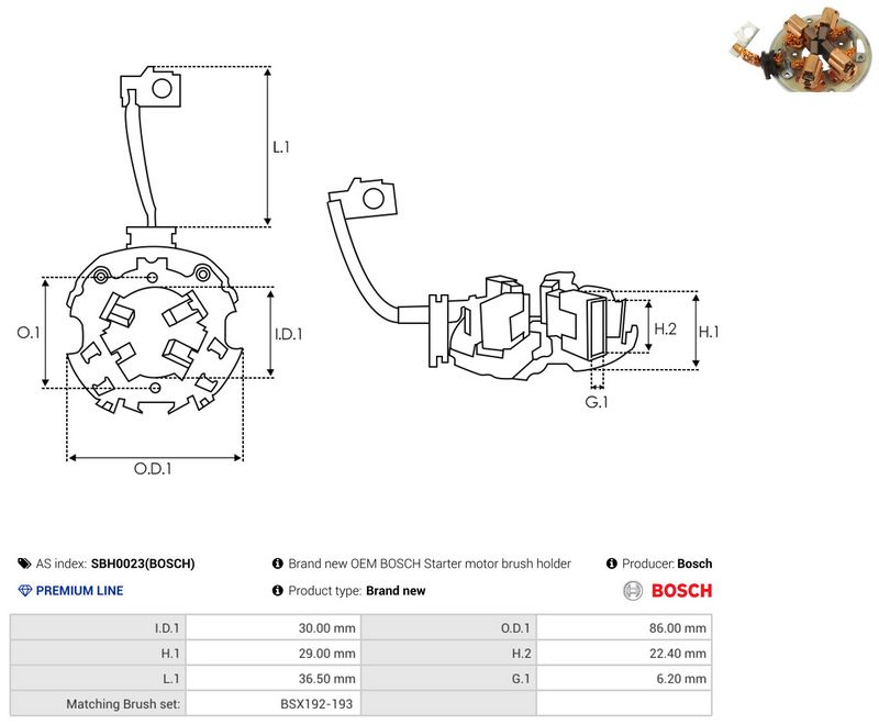AS-PL SBH0023(BOSCH) Holder, carbon brushes