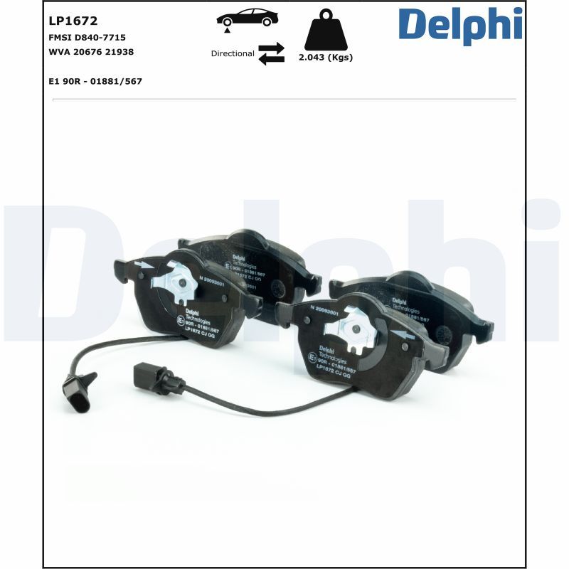 DELPHI LP1672 Brake Pad Set, disc brake