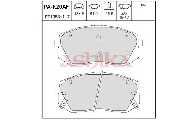 ASHIKA Plaquettes de frein à disque 50-0K-K20
