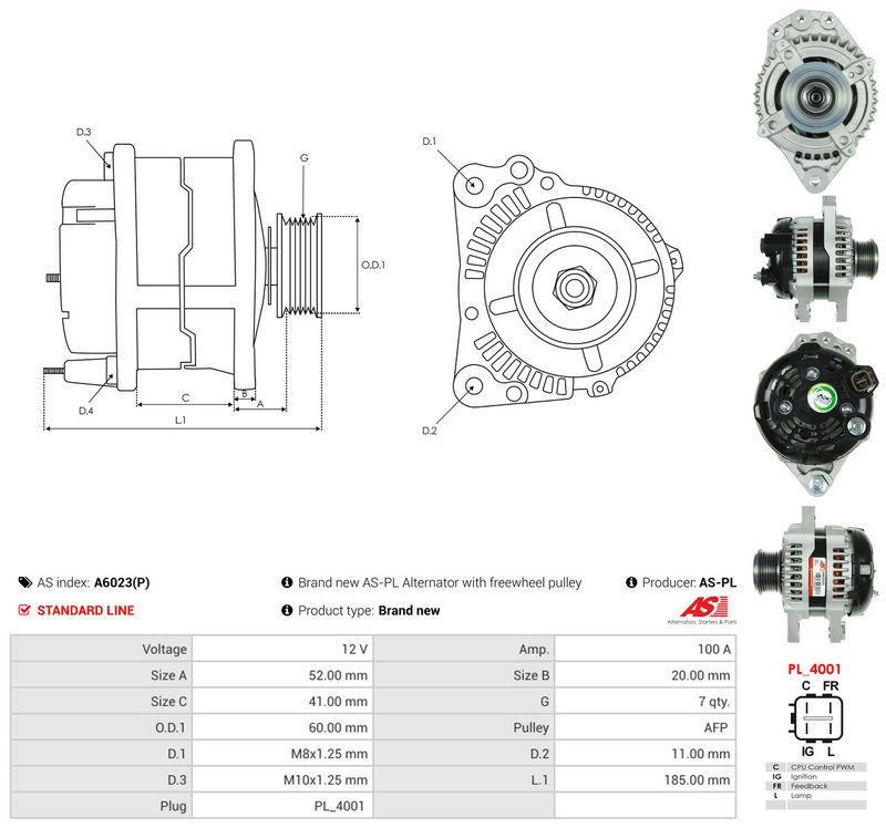 Generaator, AS-PL A6023(P)