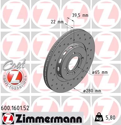 Гальмівний диск, Zimmermann 600.1601.52