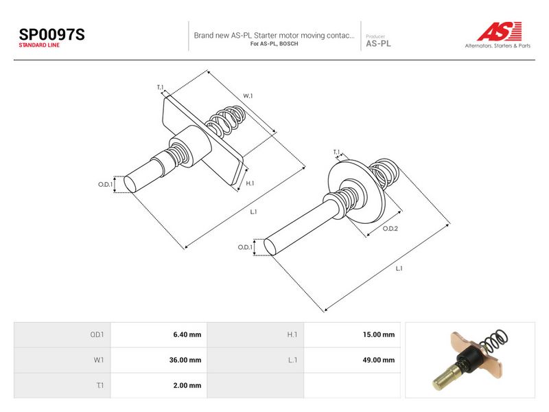 Remondikomplekt, Starter, AS-PL SP0097S