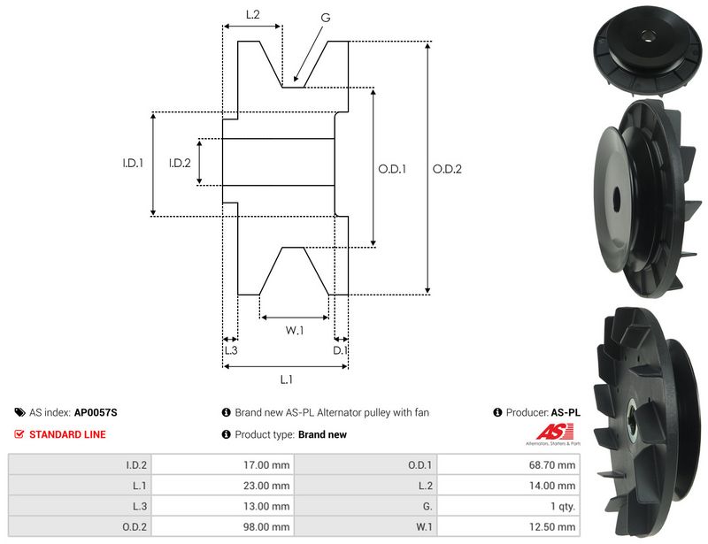 AS-PL AP0057S Belt Pulley, alternator