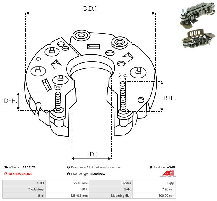 AS-PL ARC5176 Rectifier, alternator