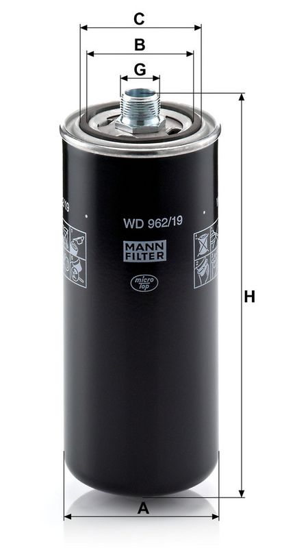 Filtru hidraulic, cutie de viteze automata WD 962/19 MANN-FILTER