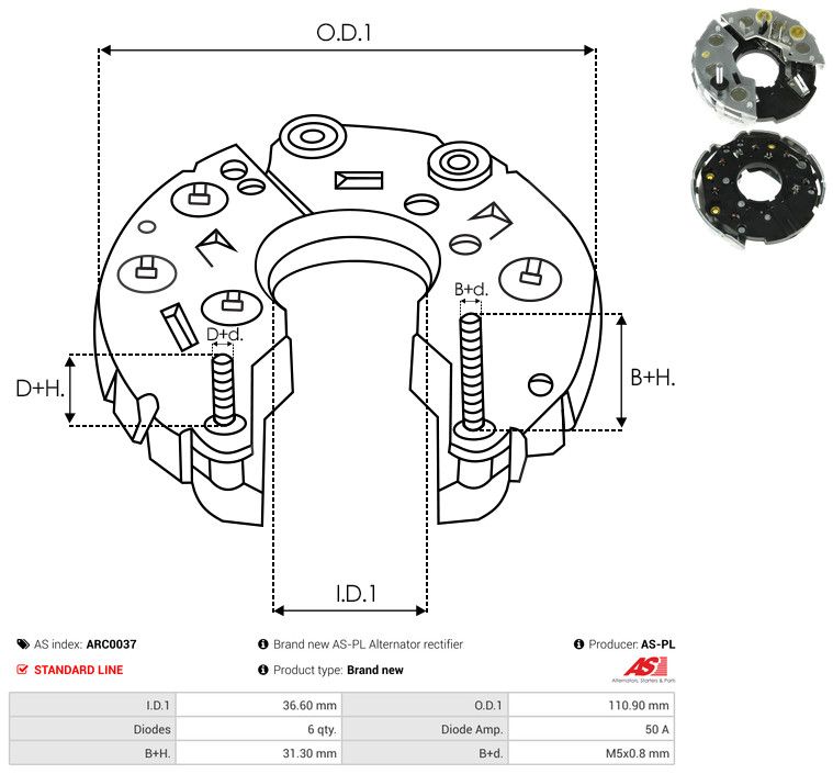 AS-PL ARC0037 Rectifier, alternator