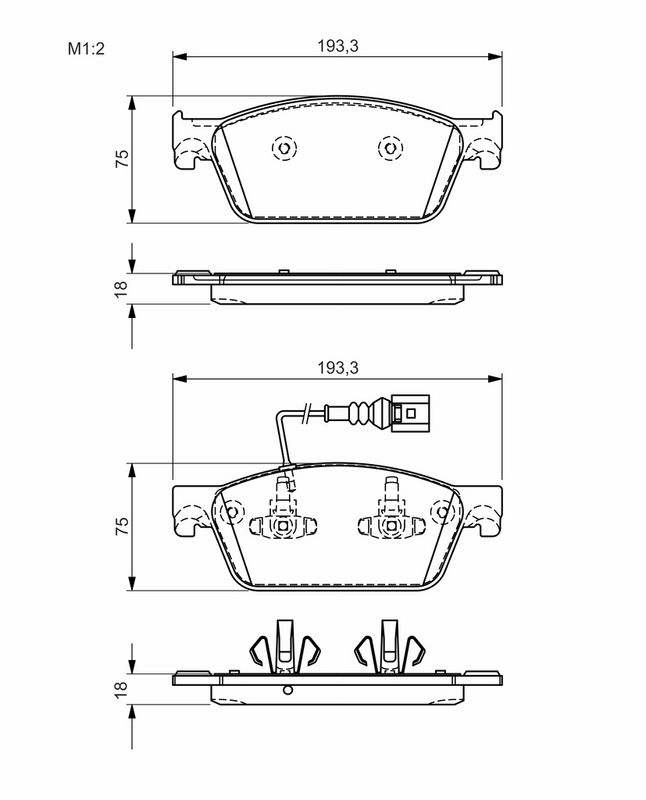 Piduriklotsi komplekt, ketaspidur, BOSCH 0 986 494 553