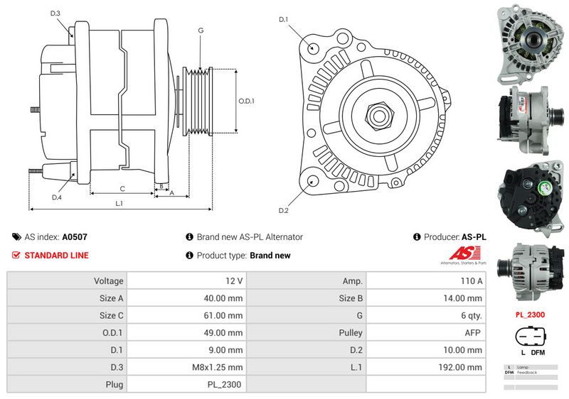 AS-PL A0507 Alternator