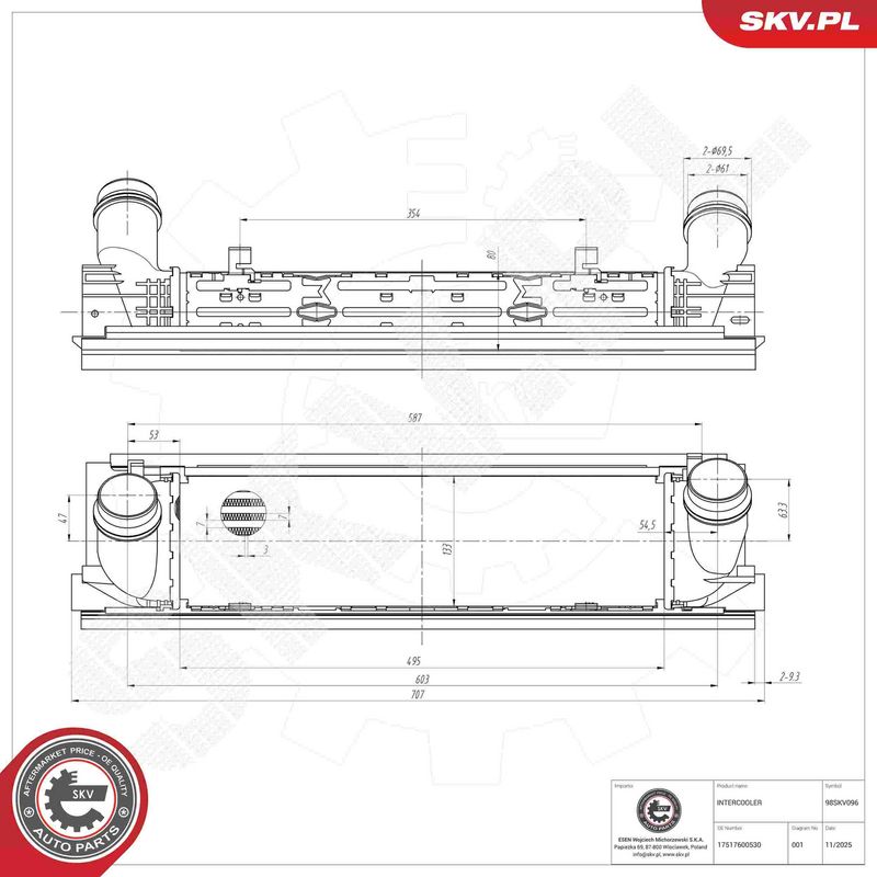 Kompressoriõhu radiaator, ESEN SKV 98SKV096