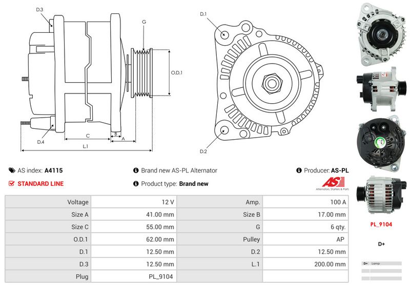 AS-PL A4115 Alternator