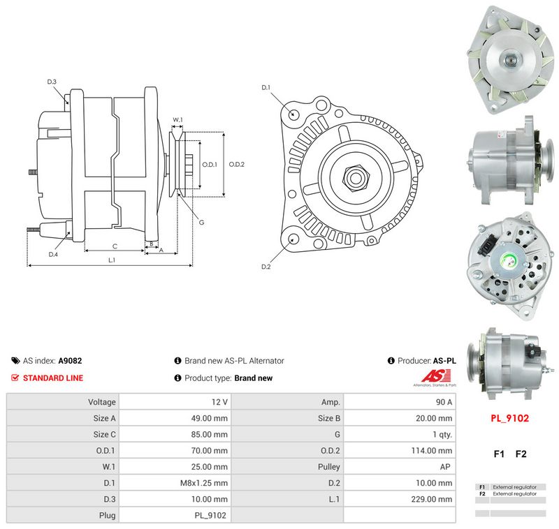 AS-PL A9082 Alternator