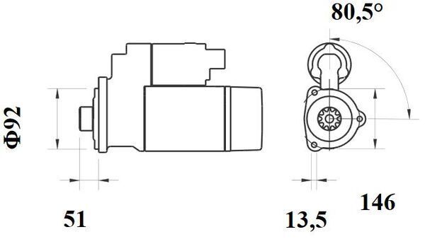 startér MB Actros, Axor, Setra, 24V/5,5 kW - 12 zubů (nekrytý pastorek)dlouhý typ MS755