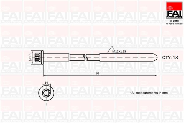 FAI MITSUBISHI комплект болтів ГБЦ L200 2.5 05-