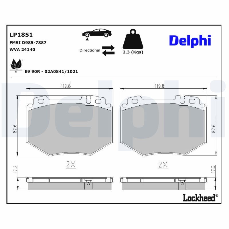 комплект спирачно феродо, дискови спирачки DELPHI