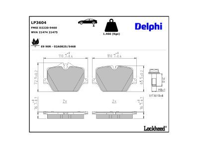 DELPHI LP3604 Brake Pad Set, disc brake