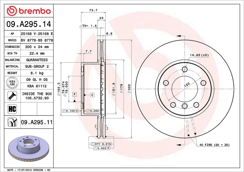 BREMBO 09.A295.11 Brake Disc