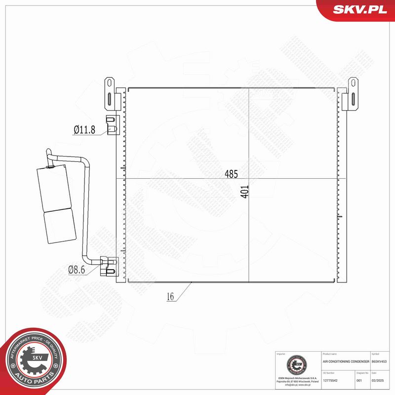ESEN SKV 86SKV453 Condenser, air conditioning