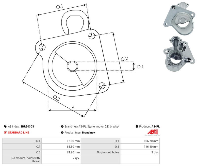 AS-PL SBR9030S Starter Lid, carburettor