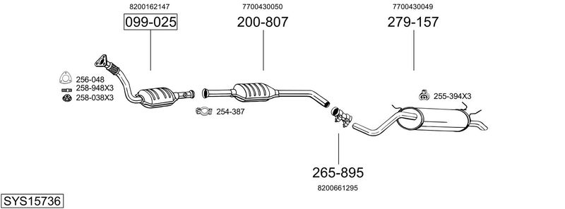 BOSAL kipufogórendszer SYS15736