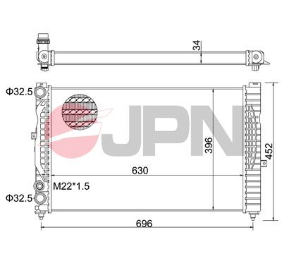 Radiaator, mootorijahutus, JPN 60C9001-JPN