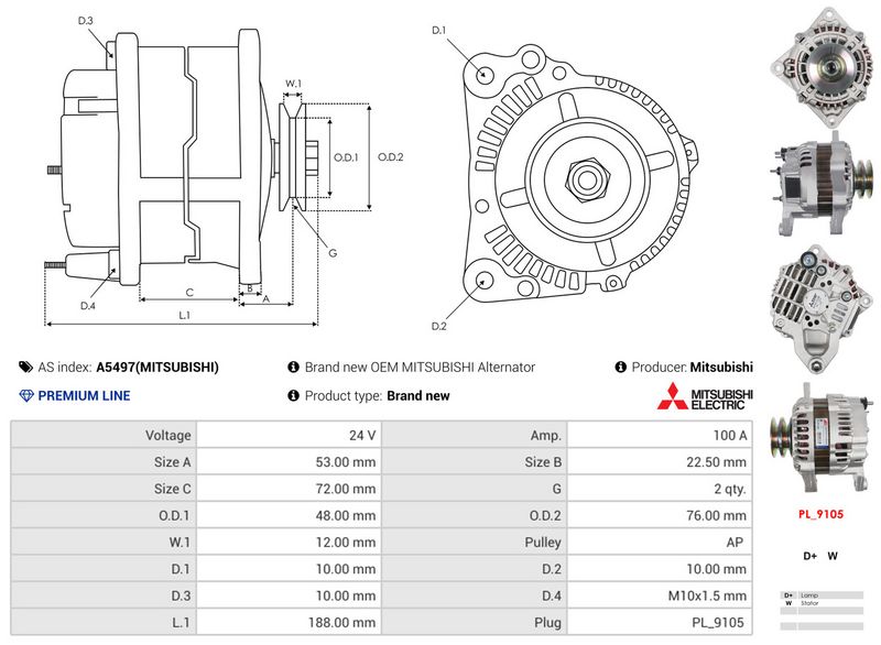 AS-PL A5497(MITSUBISHI) Alternator