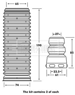 Комплект пилозахисних ковпаків, амортизатор, Borg & Beck BPK7001